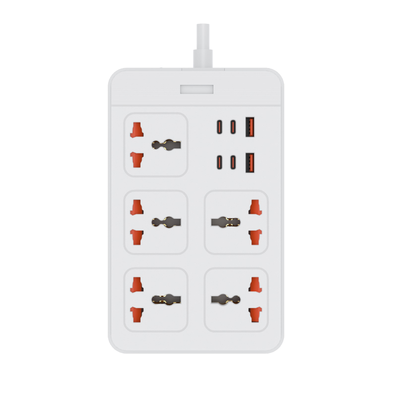 GHR-08 چندراهی برق یونیورسال مدل CH‑5521 با پنج پریز AC و چهار USB‑C فست شارژ